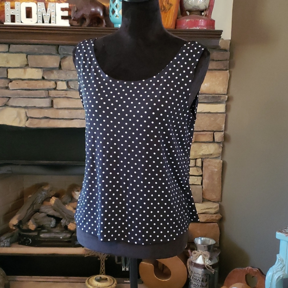 Black and White Polka Dot Sleeveless Blouse
